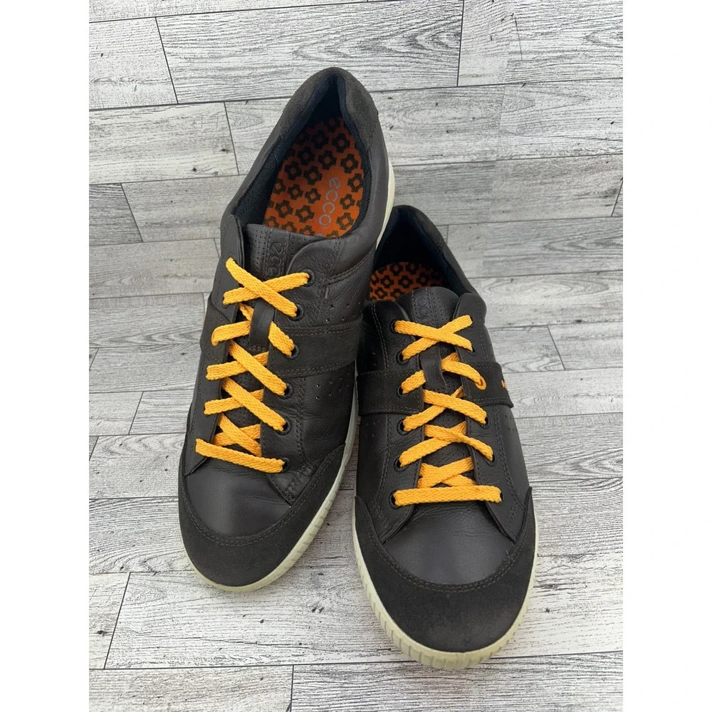 ECCO Brown Leather‎ Casual Walking Sneakers Comfort Shoes - Men's Size 47